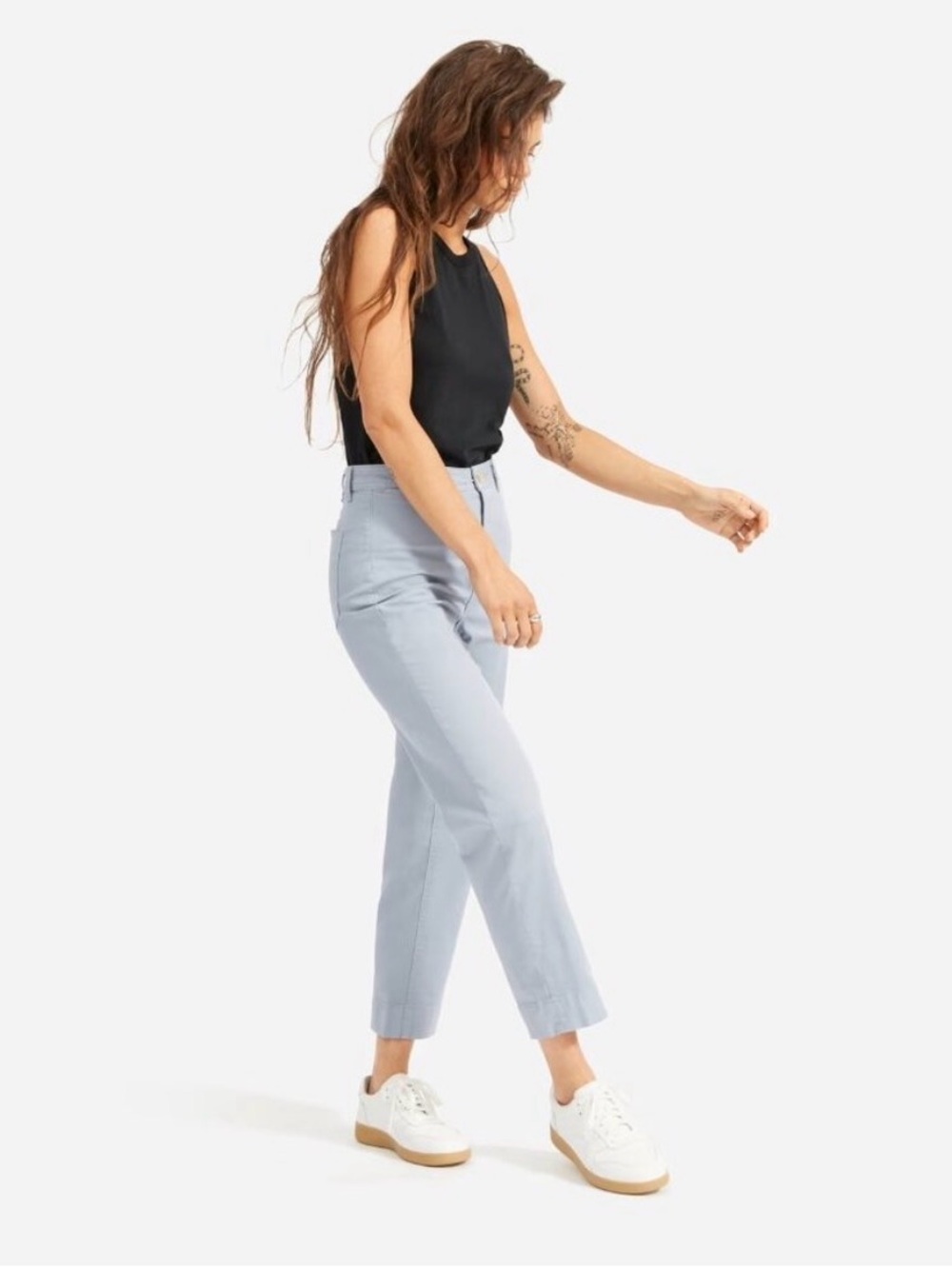 EVERLANE Lightweight Straight-Leg Crop Chino Pants Light Blue Sz 6